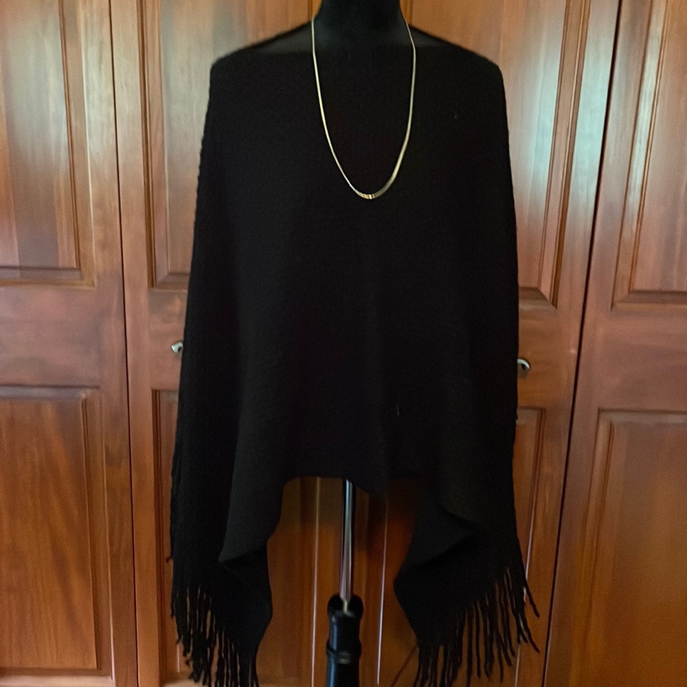 Black fringe poncho